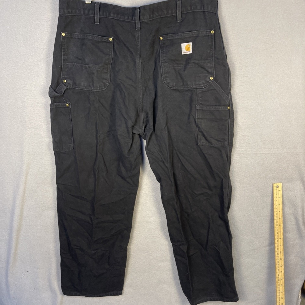 Carhartt Double Knee Jeans Mens 40x30 (36x29) Black B01 Heavy Duck Made in USA - Picture 7 of 12